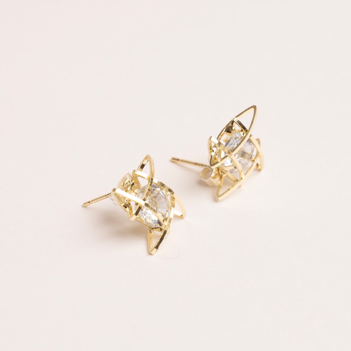 Saturn Gold Cubic Zirconia Stud Earrings