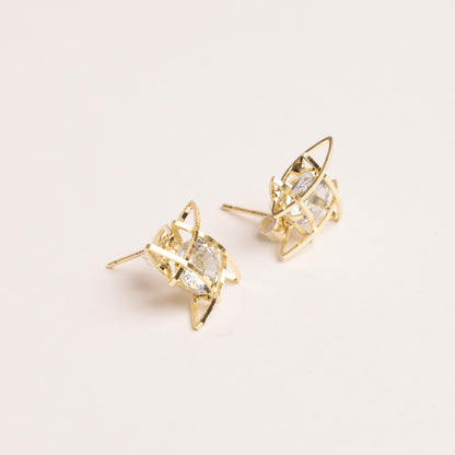 Saturn Gold Cubic Zirconia Stud Earrings