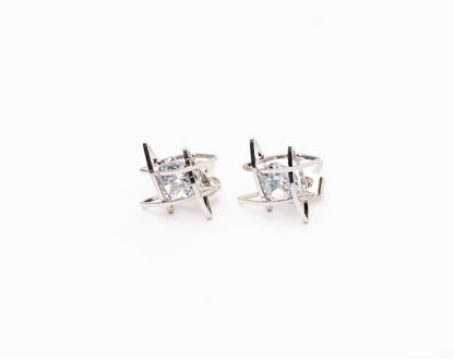 Saturn Gold Cubic Zirconia Stud Earrings