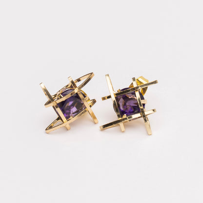 Saturn Gold Cubic Zirconia Stud Earrings