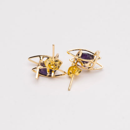 Saturn Gold Cubic Zirconia Stud Earrings