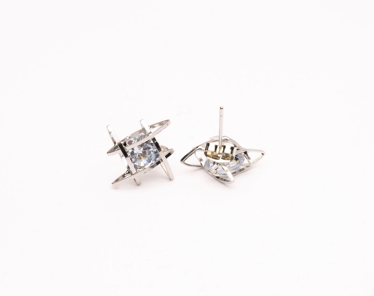 Saturn Gold Cubic Zirconia Stud Earrings